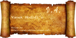 Vanek Abdiás névjegykártya